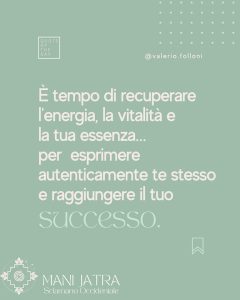 È tempo di recuperare l'energia, la vitalità e la tua essenza...